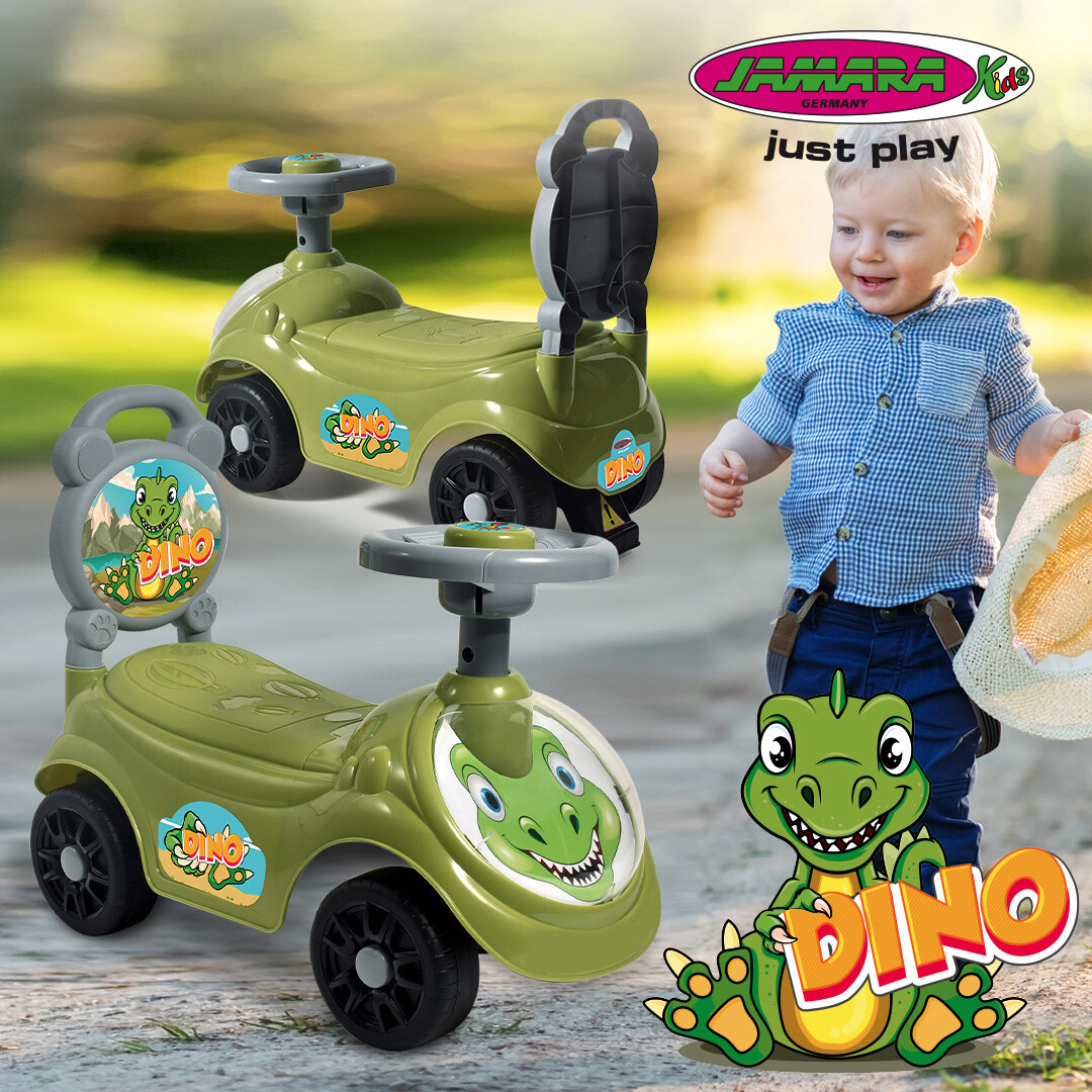 Der kleine Rutscher Dino von Jamara ist das ideale kindgerechte Fahrzeug