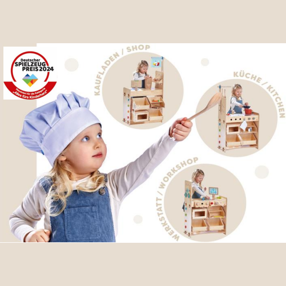 Nominiert für Deutschen Spielzeugpreis: HABA Creative Play 3in1 – Küche, Kaufladen & Werkstatt