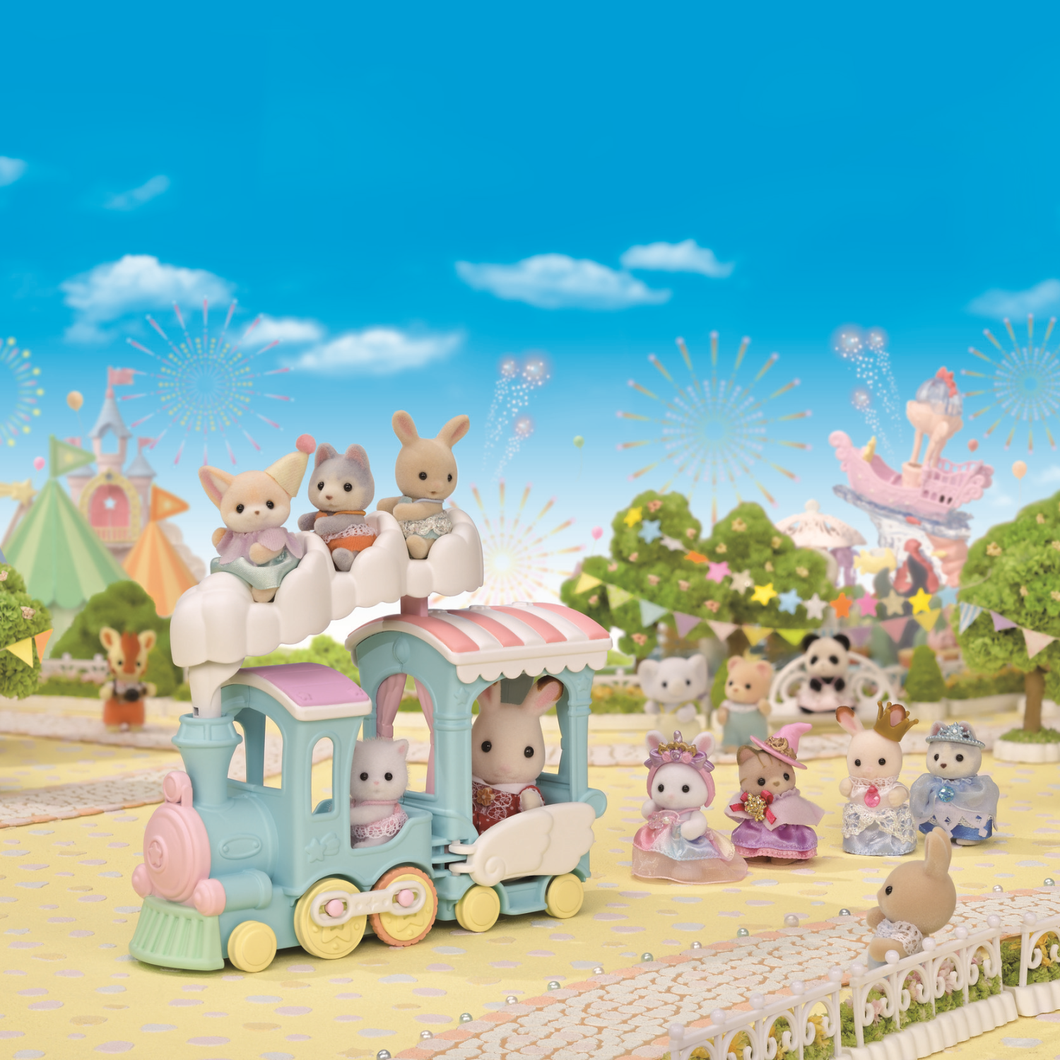 Auf Wolken getragen im neuen Sylvanian Families Regenbogenzug